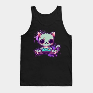 Zombie Cat Playing Tank Top